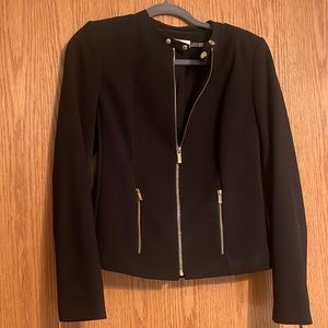 Calvin Klein suit jacket with gold zippers